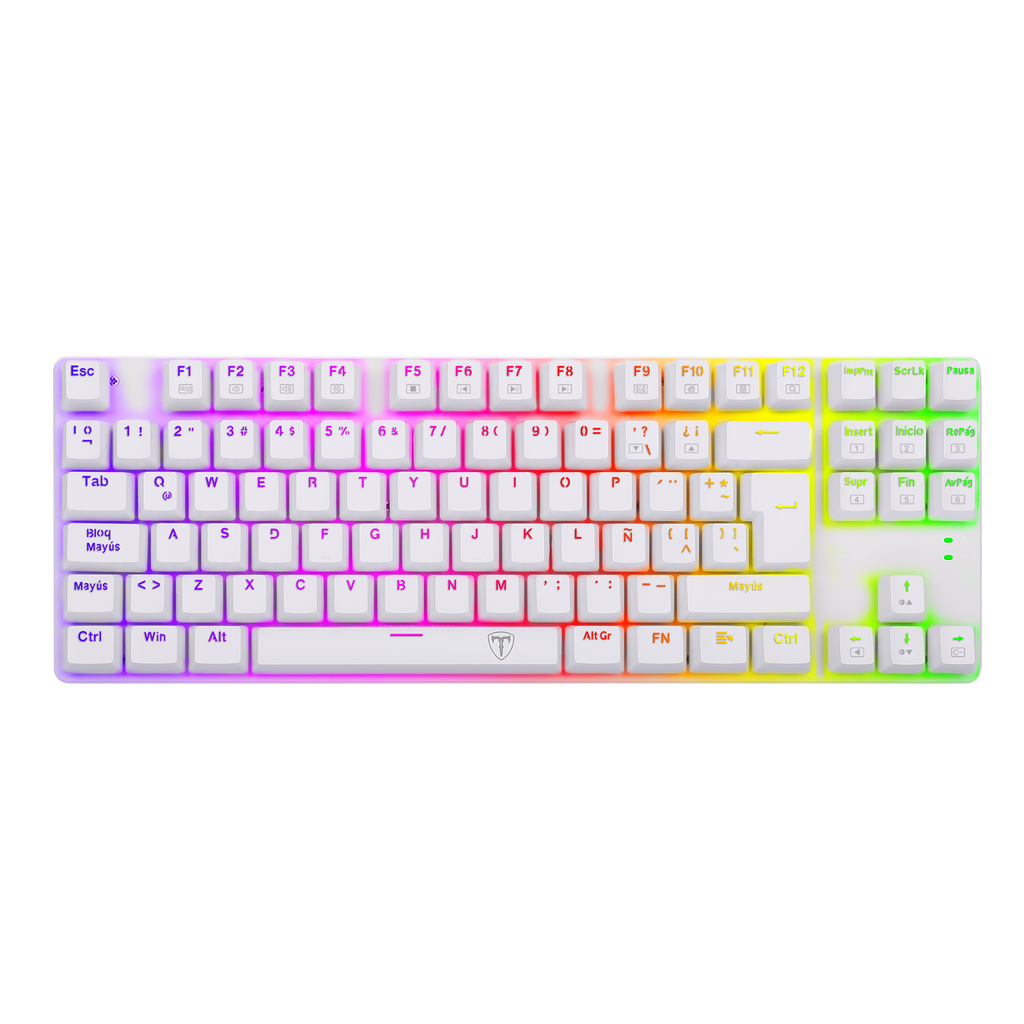 Teclado de juegos RGB, conjunto con cable USB de 104 teclas con luces LED, compatible con PC, Mac, PS4, Xbox One, no requiere batería, diseño ergonómico para accesorios de juegos de PC | T-Dagger Arena 
Teclado Economico Gamer con luces led que cambian 
Luces Rainbow