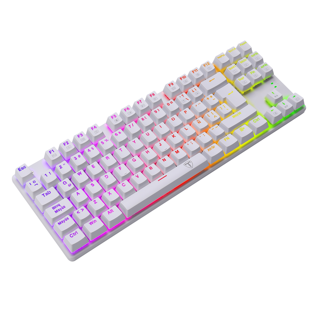 Teclado de juegos RGB, conjunto con cable USB de 104 teclas con luces LED, compatible con PC, Mac, PS4, Xbox One, no requiere batería, diseño ergonómico para accesorios de juegos de PC | T-Dagger Arena 
Teclado Economico Gamer con luces led que cambian 
Luces Rainbow