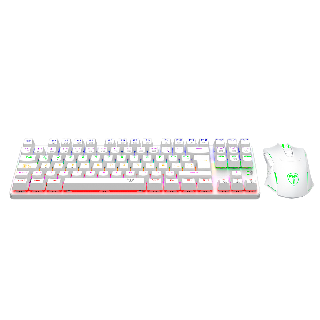 Teclado de juegos RGB, conjunto con cable USB de 104 teclas con luces LED, compatible con PC, Mac, PS4, Xbox One, no requiere batería, diseño ergonómico para accesorios de juegos de PC | T-Dagger Arena 
Teclado Economico Gamer con luces led que cambian 
Luces Rainbow