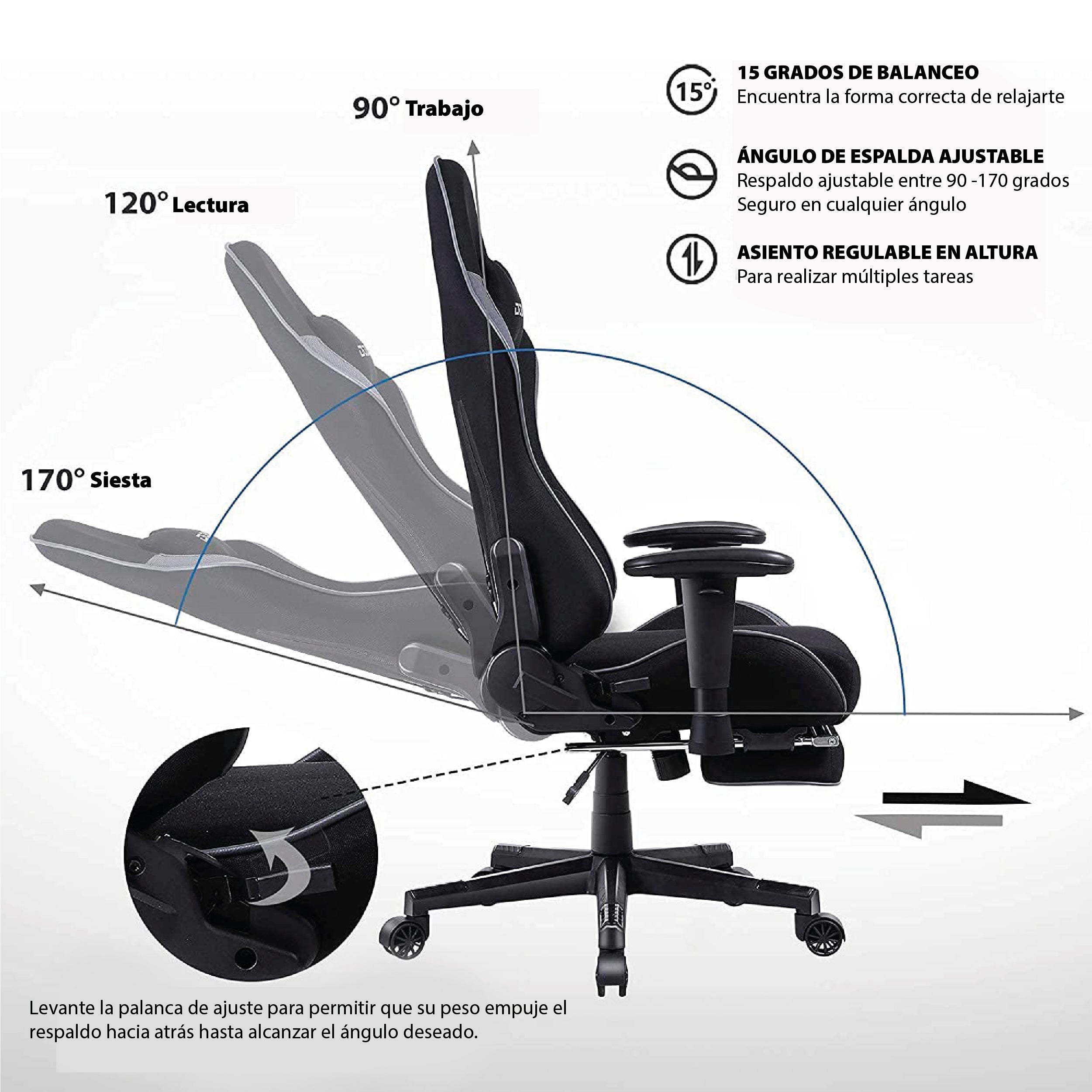 Silla de Oficina Gamer Ergonómica con Masajeador | DOWINX| Mejorada para Juegos - Apoyabrazos Ajustables con Reposapiés, Confort y Soporte Perfectos - Regalo Ideal para jóvenes, niños y adultos y Acción de Gracias - Disponible en Varios Colores